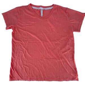 LAT Ladies V-Neck Short Sleeve Tee Shirt Top Size Ladies X-Large Papaya Melange